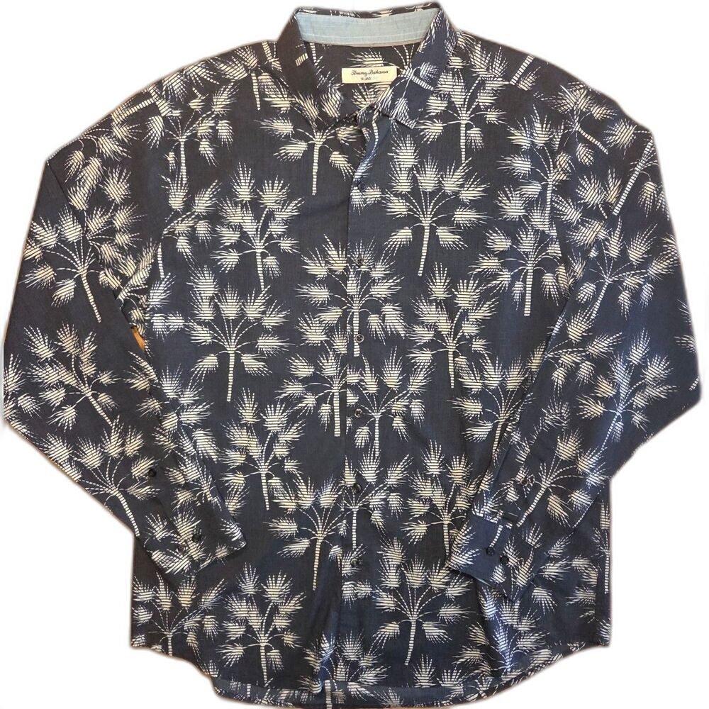 Tommy Bahama Shirt Men XL IslandZone Palm Blanc Longsleeve Moisture Wicking Golf - Picture 3 of 10